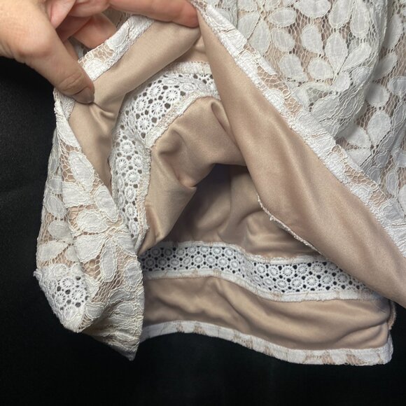 Jessica Howard White Beige Lace Overlay Sleeveless Dress Womens 12 Fit Flare EUC - Picture 4 of 11